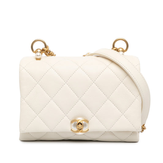 Chanel Sac Quilted Calfskin Pearl CC Accordion Flap