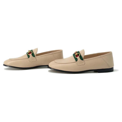 GUCCI Cherie Line Horsebit Loafers Beige 631619 Leather Size 34