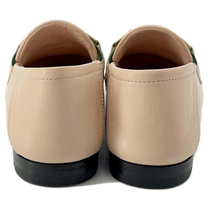 GUCCI Cherie Line Horsebit Loafers Beige 631619 Leather Size 34