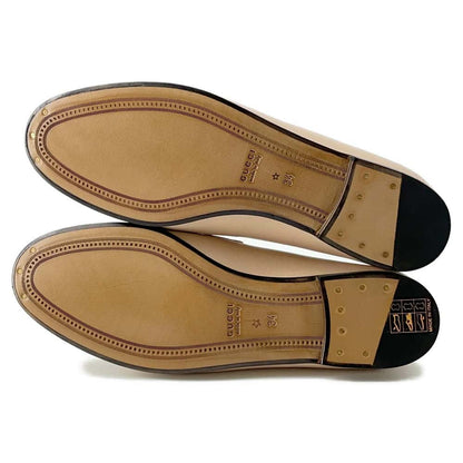 GUCCI Cherie Line Horsebit Loafers Beige 631619 Leather Size 34