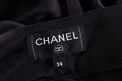 Chanel Rome Collection Black Silk Satin Tie Detail Pant SZ 38