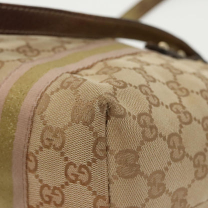 GUCCI GG Canvas Sherry Line Tote Bag Beige Gold pink 137396  98092