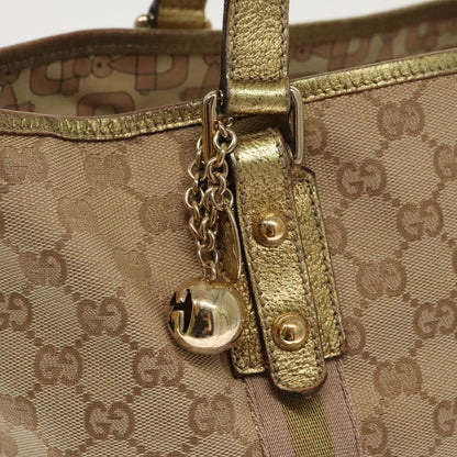 GUCCI GG Canvas Sherry Line Tote Bag Beige Gold pink 137396  98092
