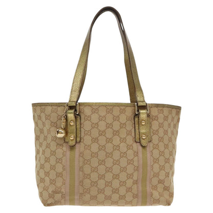 GUCCI GG Canvas Sherry Line Tote Bag Beige Gold pink 137396  98092