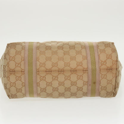 GUCCI GG Canvas Sherry Line Tote Bag Beige Gold pink 137396  98092