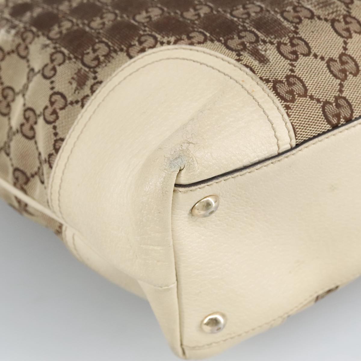 GUCCI GG Canvas Web Sherry Line Tote Bag Beige Gold Red 181779  98094