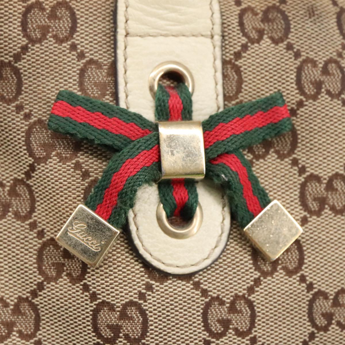 GUCCI GG Canvas Web Sherry Line Tote Bag Beige Gold Red 181779  98094