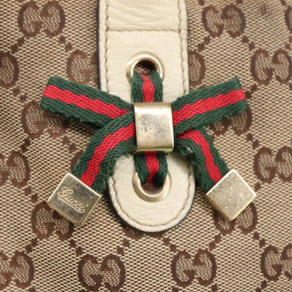 GUCCI GG Canvas Web Sherry Line Tote Bag Beige Gold Red 181779  98094