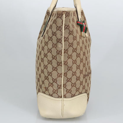 GUCCI GG Canvas Web Sherry Line Tote Bag Beige Gold Red 181779  98094