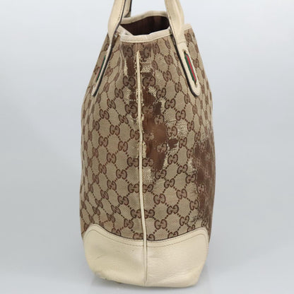 GUCCI GG Canvas Web Sherry Line Tote Bag Beige Gold Red 181779  98094