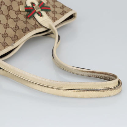 GUCCI GG Canvas Web Sherry Line Tote Bag Beige Gold Red 181779  98094
