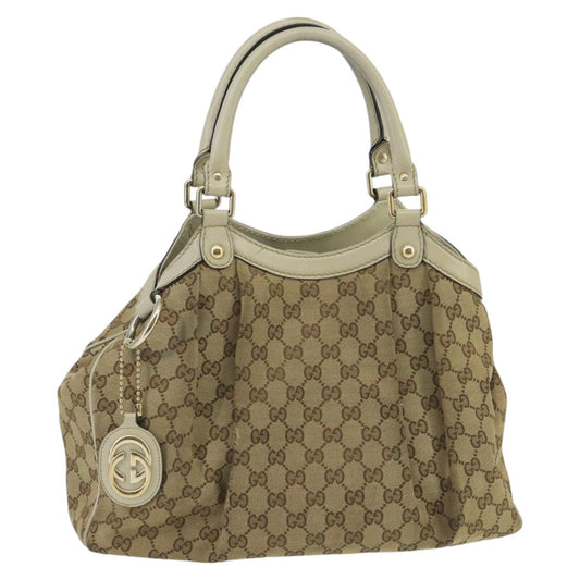 GUCCI GG Canvas Tote Bag Beige Gold 211944  98334