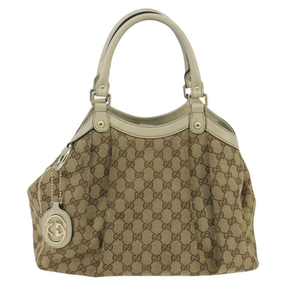 GUCCI GG Canvas Tote Bag Beige Gold 211944  98334
