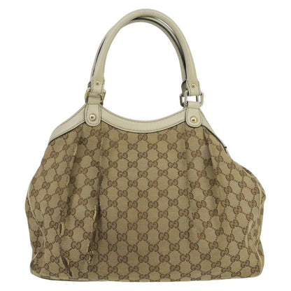 GUCCI GG Canvas Tote Bag Beige Gold 211944  98334
