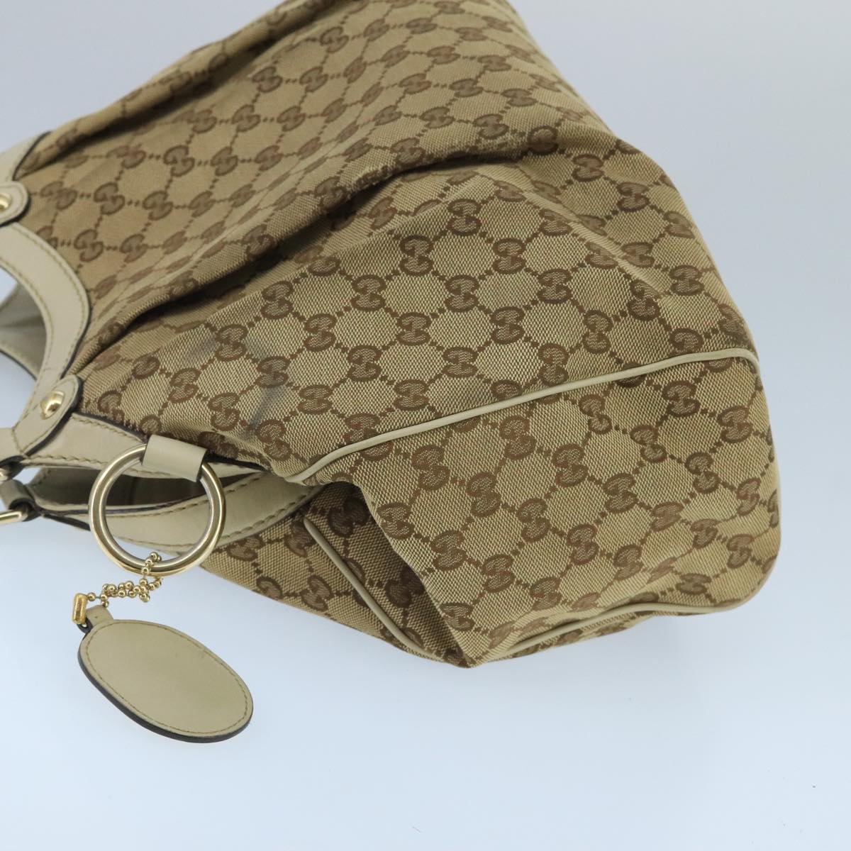 GUCCI GG Canvas Tote Bag Beige Gold 211944  98334