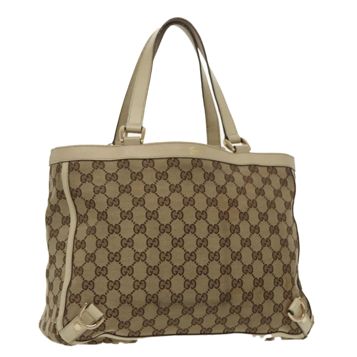 GUCCI GG Canvas Tote Bag Beige Gold 170004  98399