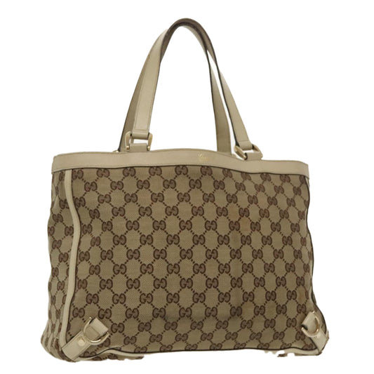 GUCCI GG Canvas Tote Bag Beige Gold 170004  98399
