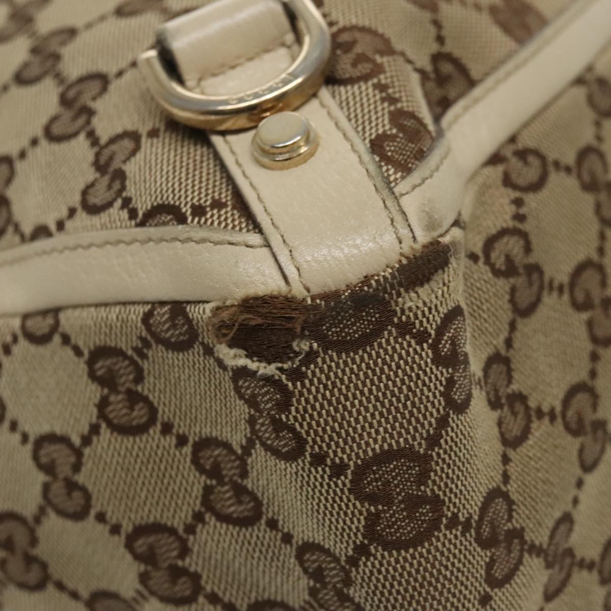 GUCCI GG Canvas Tote Bag Beige Gold 170004  98399