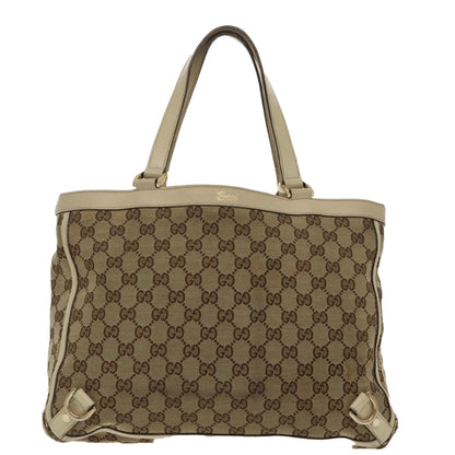 GUCCI GG Canvas Tote Bag Beige Gold 170004  98399