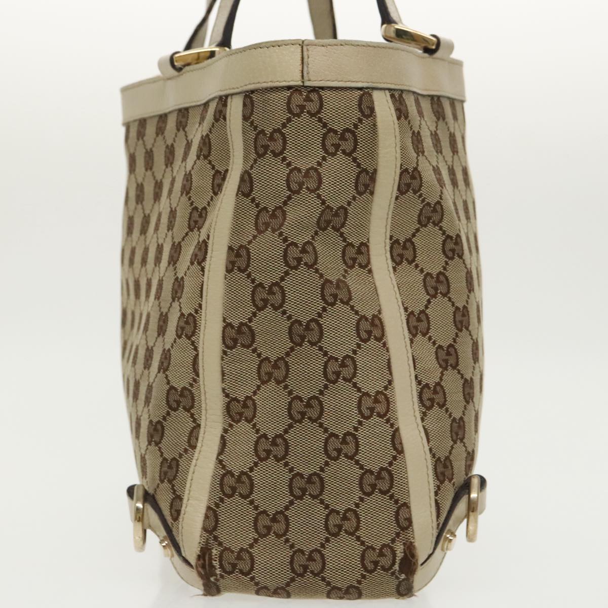 GUCCI GG Canvas Tote Bag Beige Gold 170004  98399