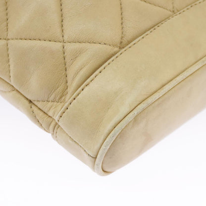 CHANEL Matelasse Chain Shoulder Bag Lamb Skin Beige Gold CC 98416