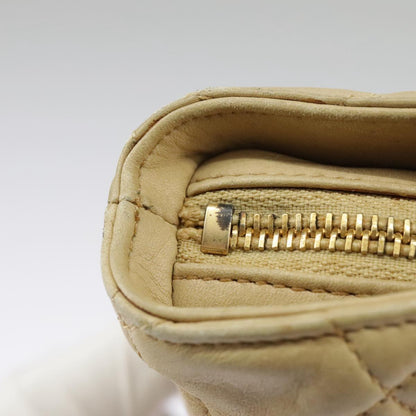 CHANEL Matelasse Chain Shoulder Bag Lamb Skin Beige Gold CC 98416