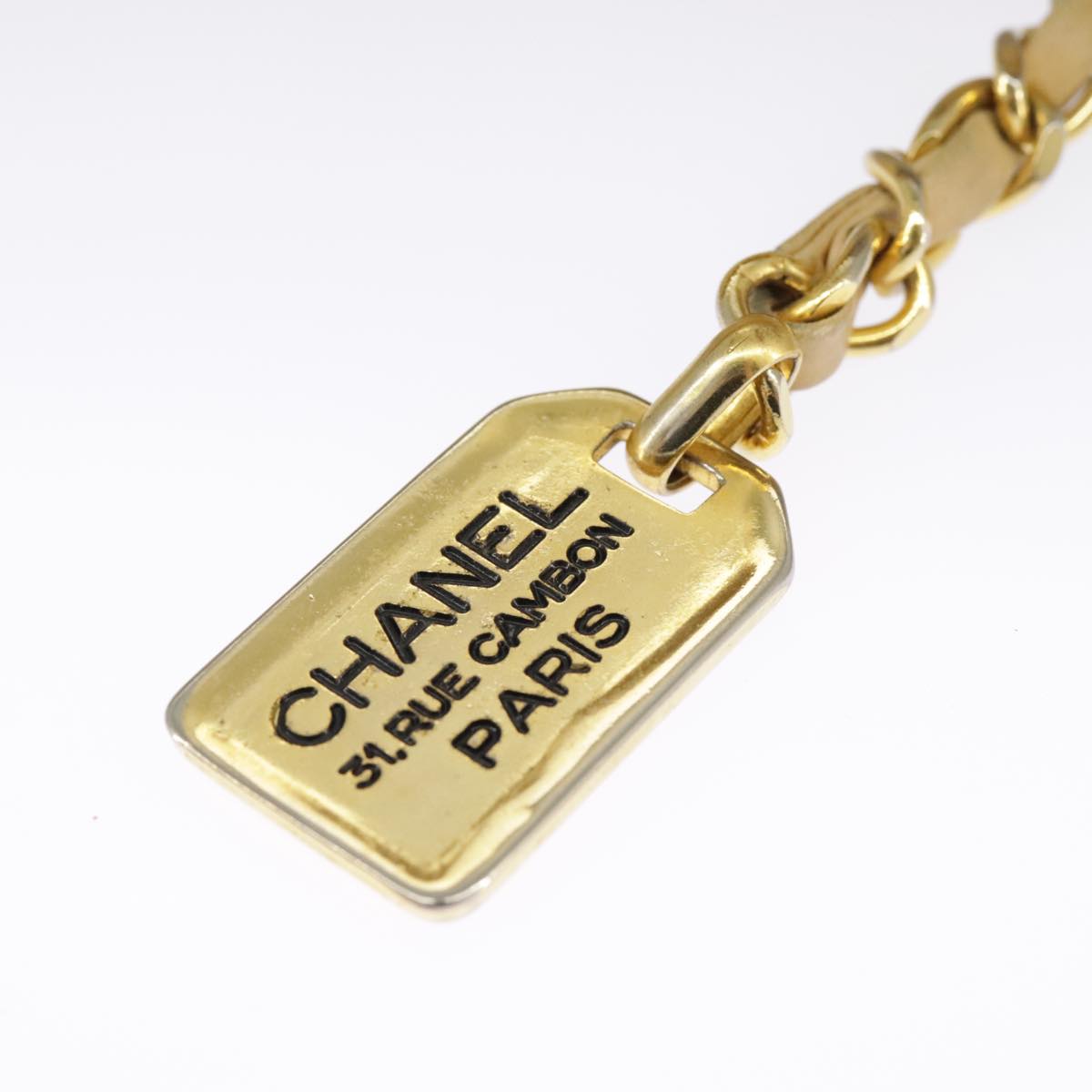 CHANEL Matelasse Chain Shoulder Bag Lamb Skin Beige Gold CC 98416