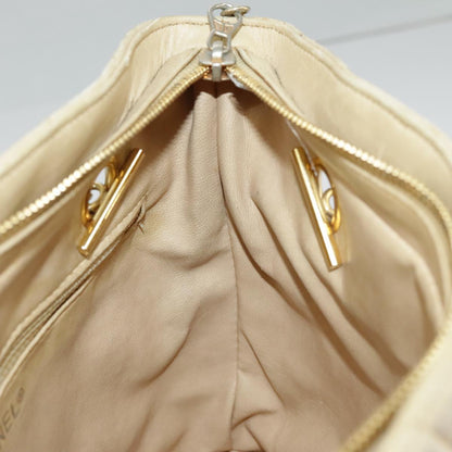 CHANEL Matelasse Chain Shoulder Bag Lamb Skin Beige Gold CC 98416