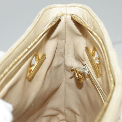 CHANEL Matelasse Chain Shoulder Bag Lamb Skin Beige Gold CC 98416