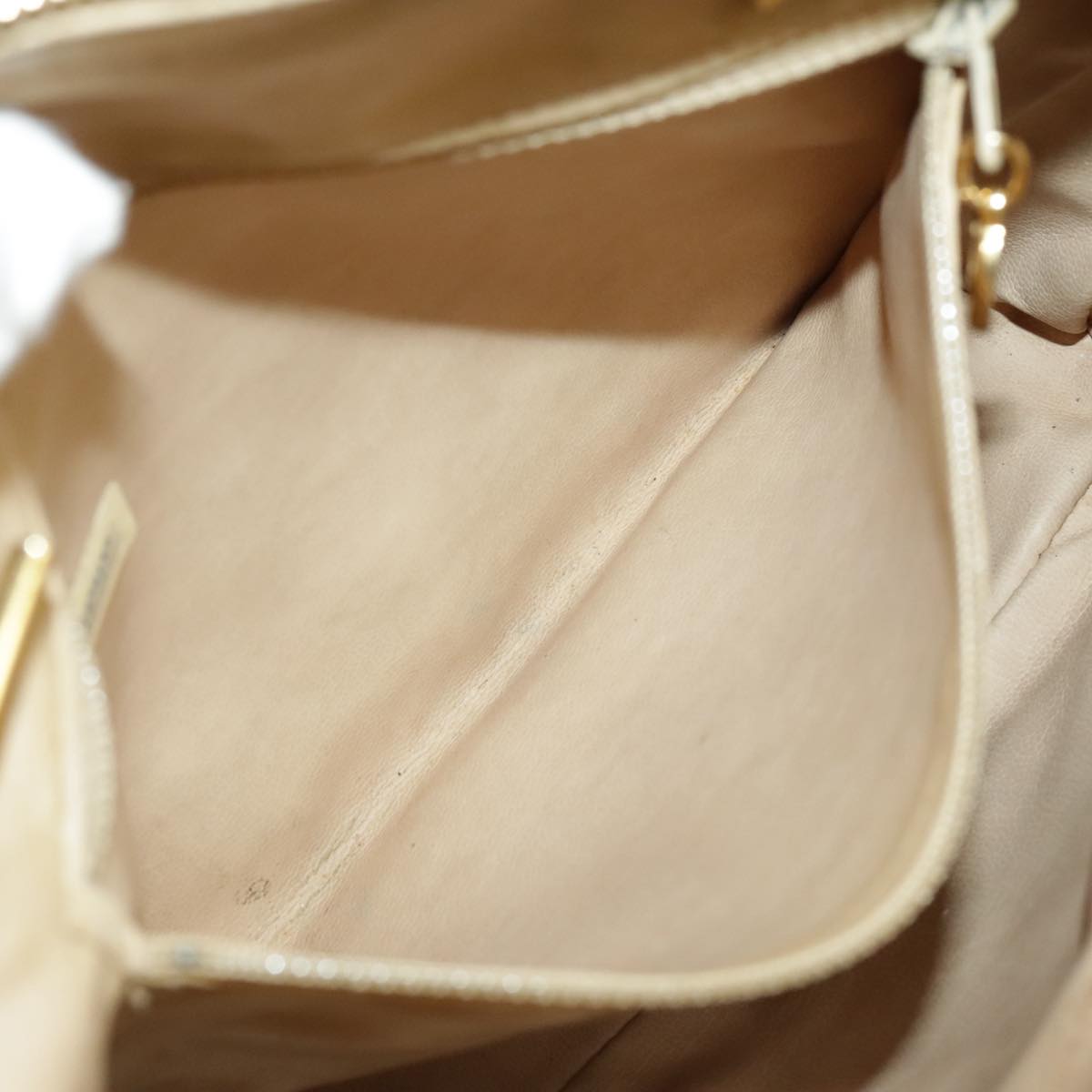 CHANEL Matelasse Chain Shoulder Bag Lamb Skin Beige Gold CC 98416