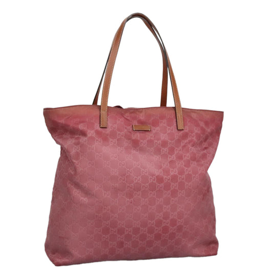 GUCCI GG Canvas Tote Bag Nylon Pink Silver 295252  98421