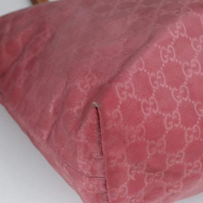 GUCCI GG Canvas Tote Bag Nylon Pink Silver 295252  98421
