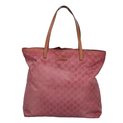 GUCCI GG Canvas Tote Bag Nylon Pink Silver 295252  98421