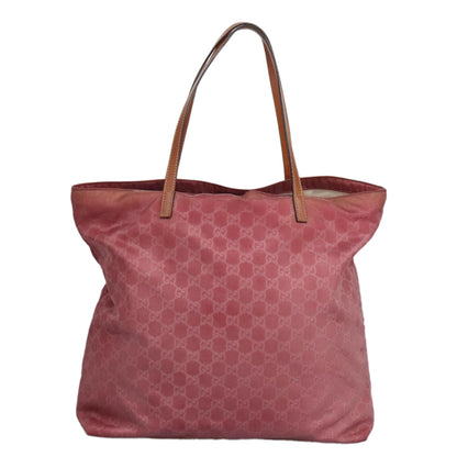GUCCI GG Canvas Tote Bag Nylon Pink Silver 295252  98421