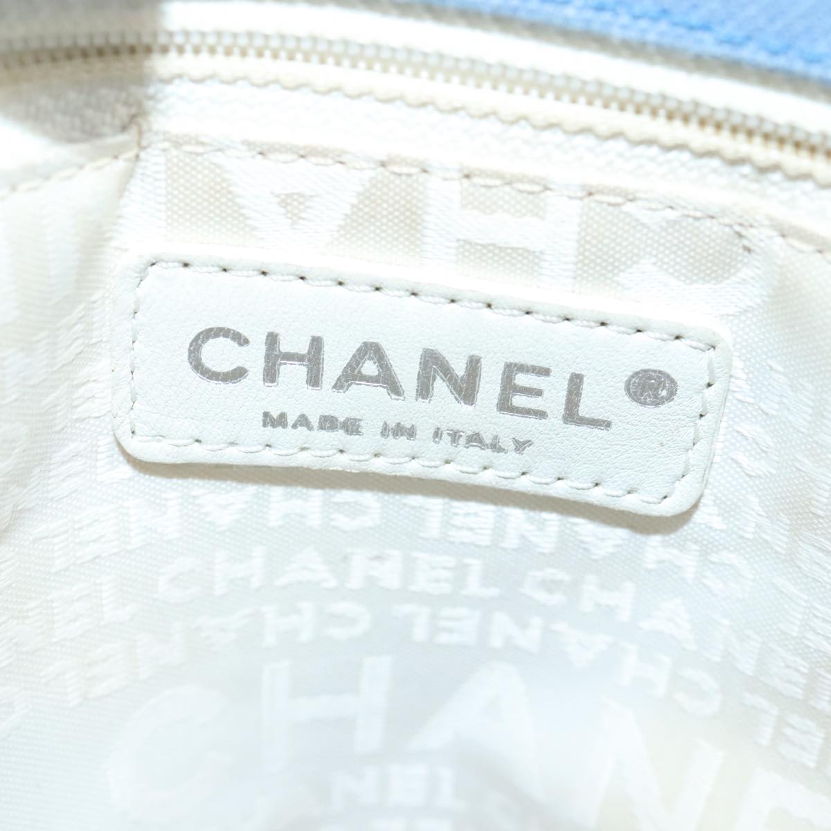CHANEL Chain Tote Bag No5 Canvas White Silver CC 98422