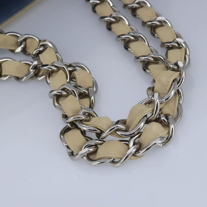 CHANEL Chain Tote Bag No5 Canvas White Silver CC 98422