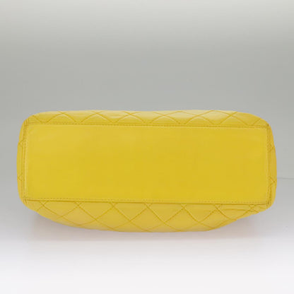 CHANEL Matelasse Hand Bag Lamb Skin Yellow CC 98431