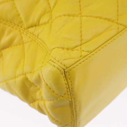 CHANEL Matelasse Hand Bag Lamb Skin Yellow CC 98431