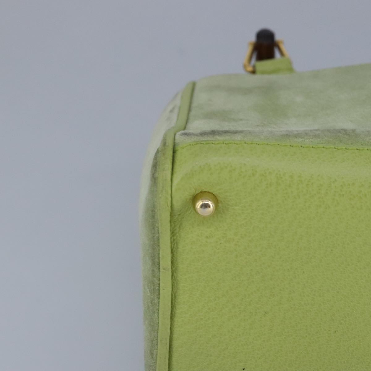GUCCI Bamboo Hand Bag Suede 2way Gold Light green 000 122 0316  98469