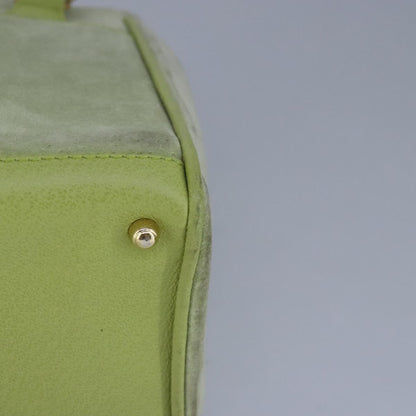 GUCCI Bamboo Hand Bag Suede 2way Gold Light green 000 122 0316  98469