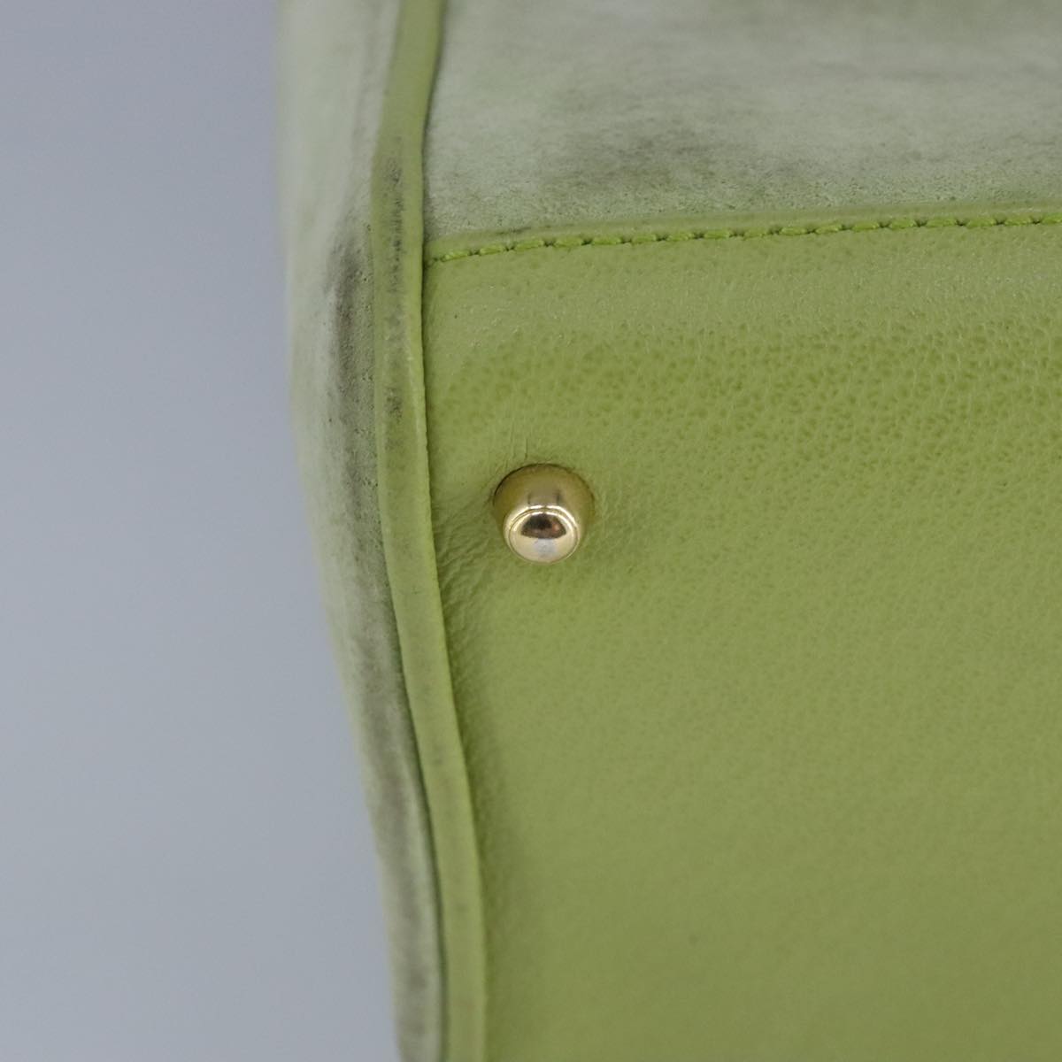 GUCCI Bamboo Hand Bag Suede 2way Gold Light green 000 122 0316  98469