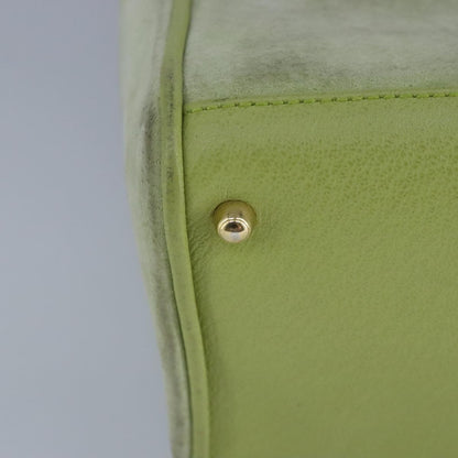 GUCCI Bamboo Hand Bag Suede 2way Gold Light green 000 122 0316  98469