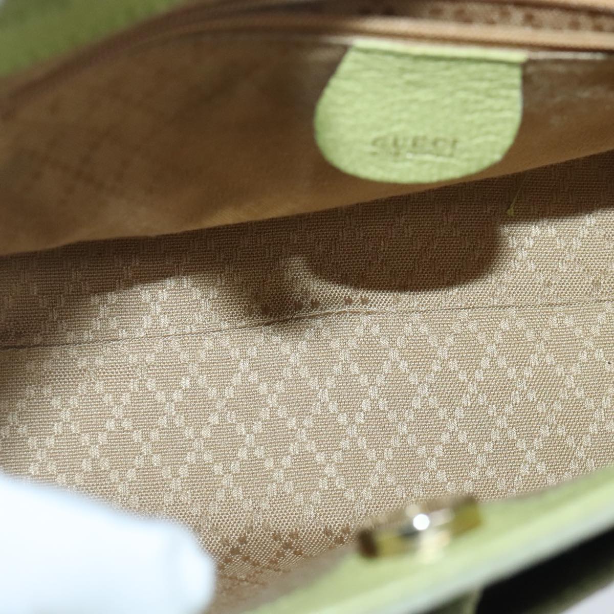 GUCCI Bamboo Hand Bag Suede 2way Gold Light green 000 122 0316  98469