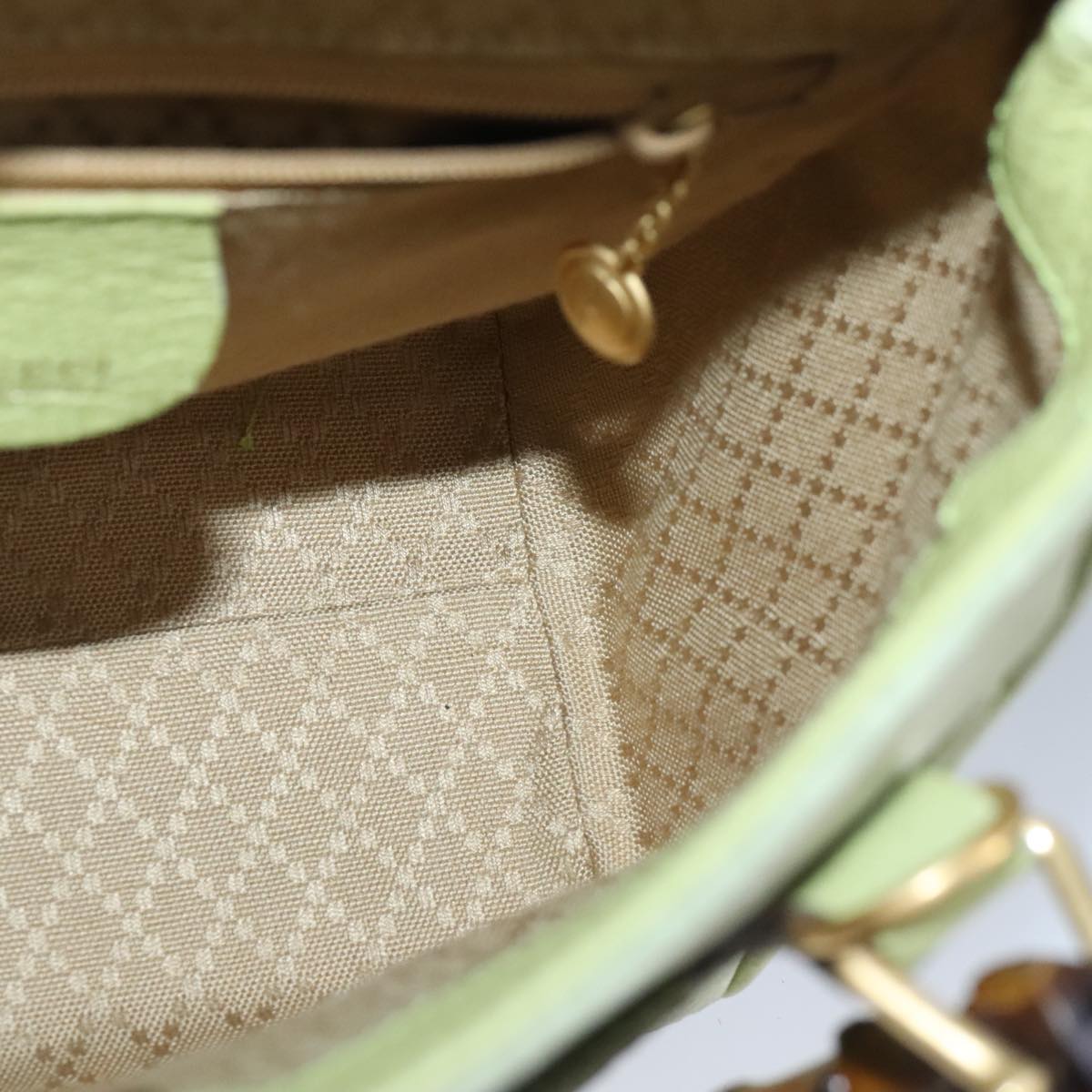 GUCCI Bamboo Hand Bag Suede 2way Gold Light green 000 122 0316  98469