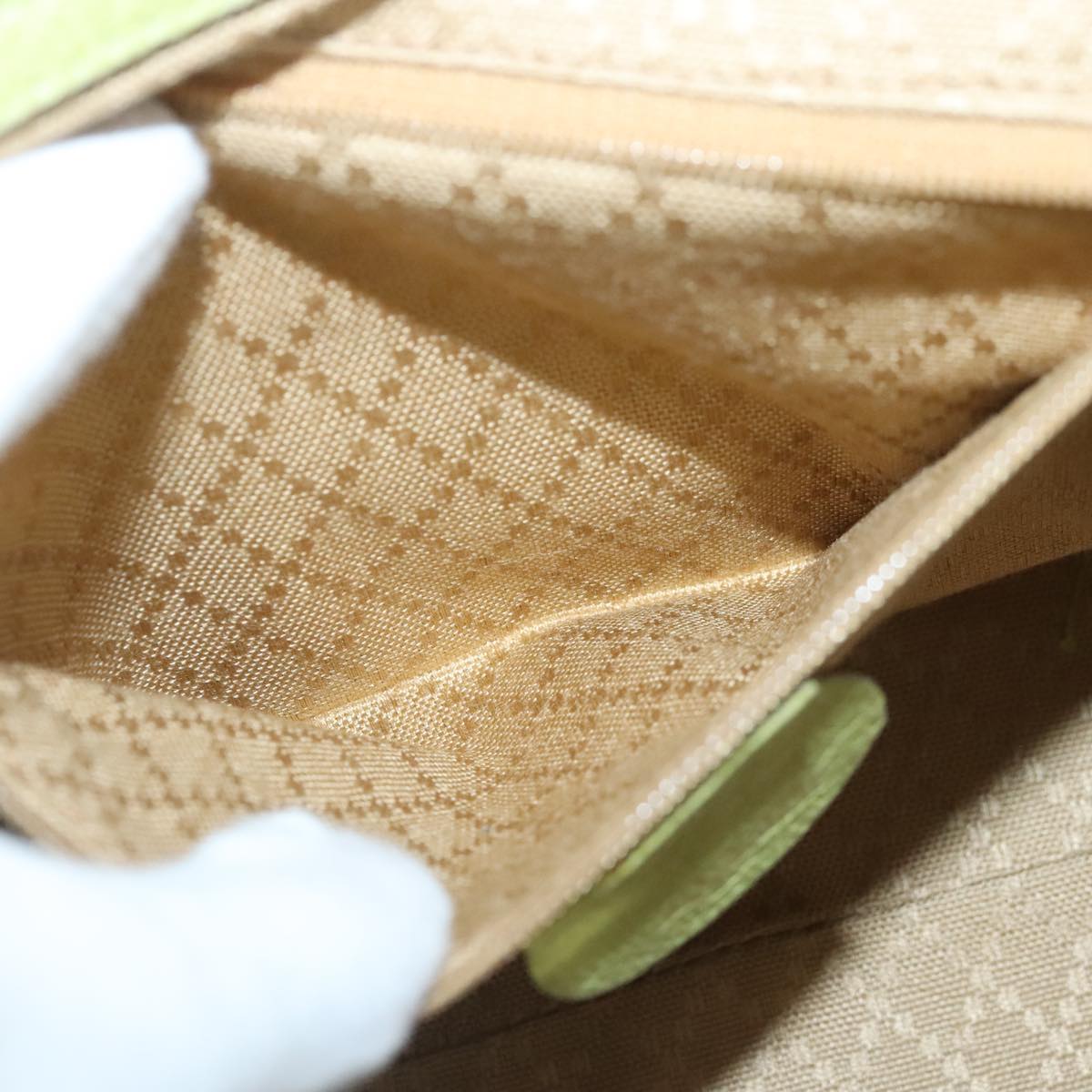 GUCCI Bamboo Hand Bag Suede 2way Gold Light green 000 122 0316  98469