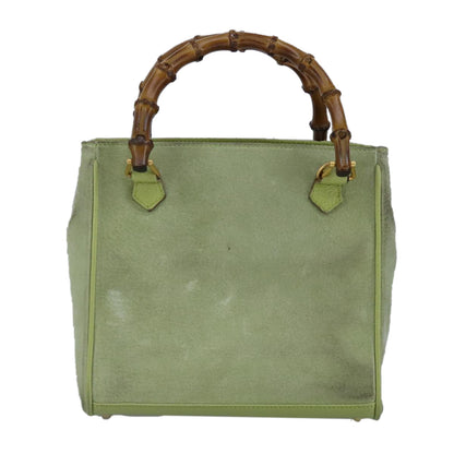 GUCCI Bamboo Hand Bag Suede 2way Gold Light green 000 122 0316  98469