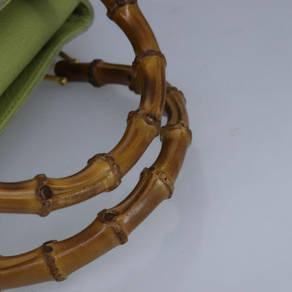 GUCCI Bamboo Hand Bag Suede 2way Gold Light green 000 122 0316  98469