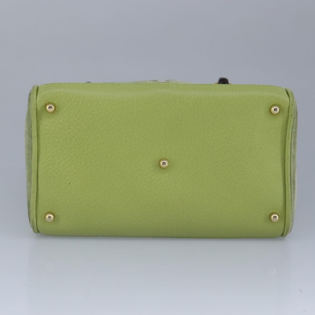 GUCCI Bamboo Hand Bag Suede 2way Gold Light green 000 122 0316  98469