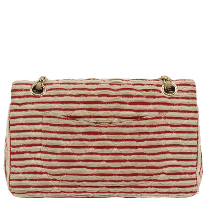 CHANEL Matelasse Chain Border Shoulder Bag Canvas Red Gold beige CC 98535