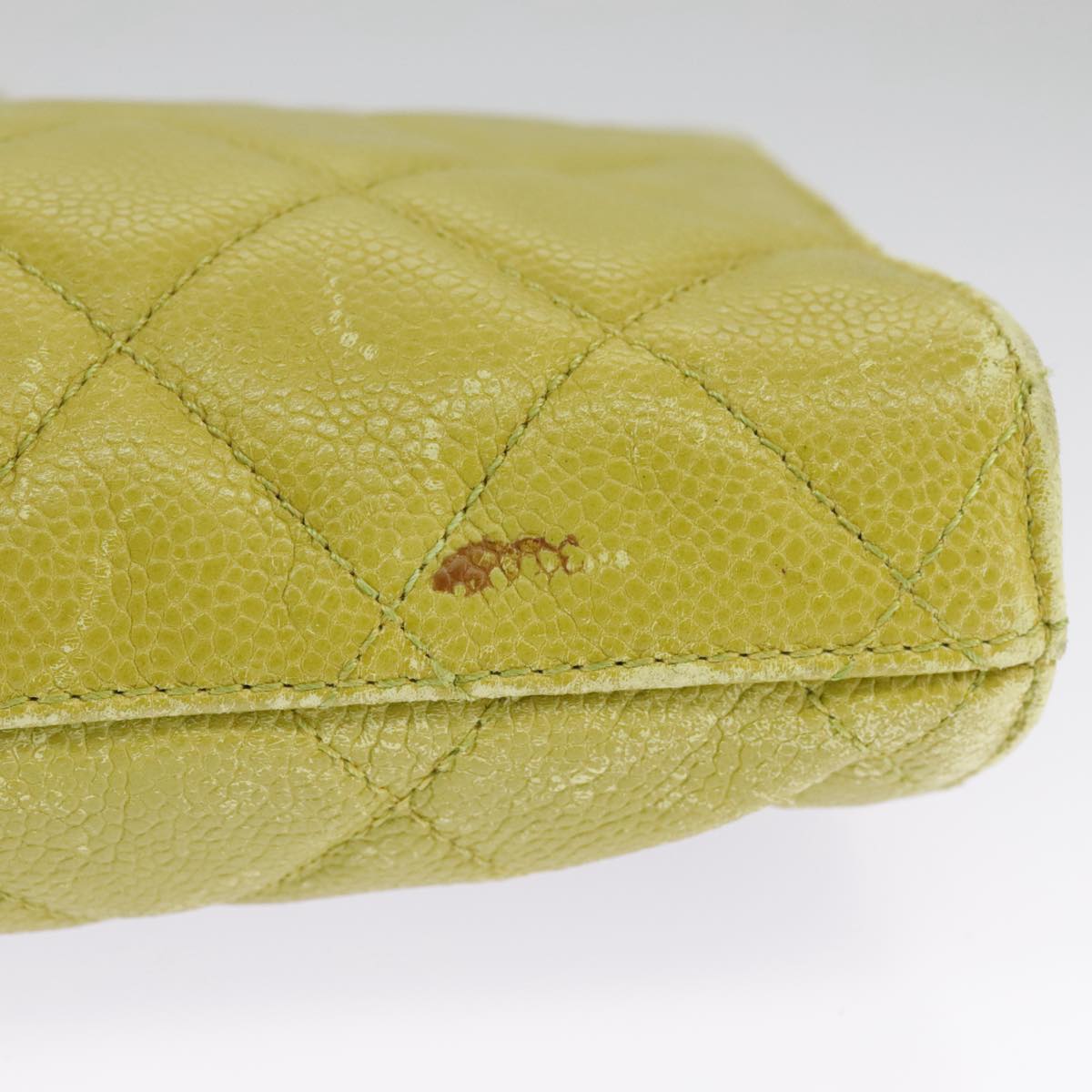 CHANEL Matelasse Waist bag Caviar Skin Gold Light green CC 98580
